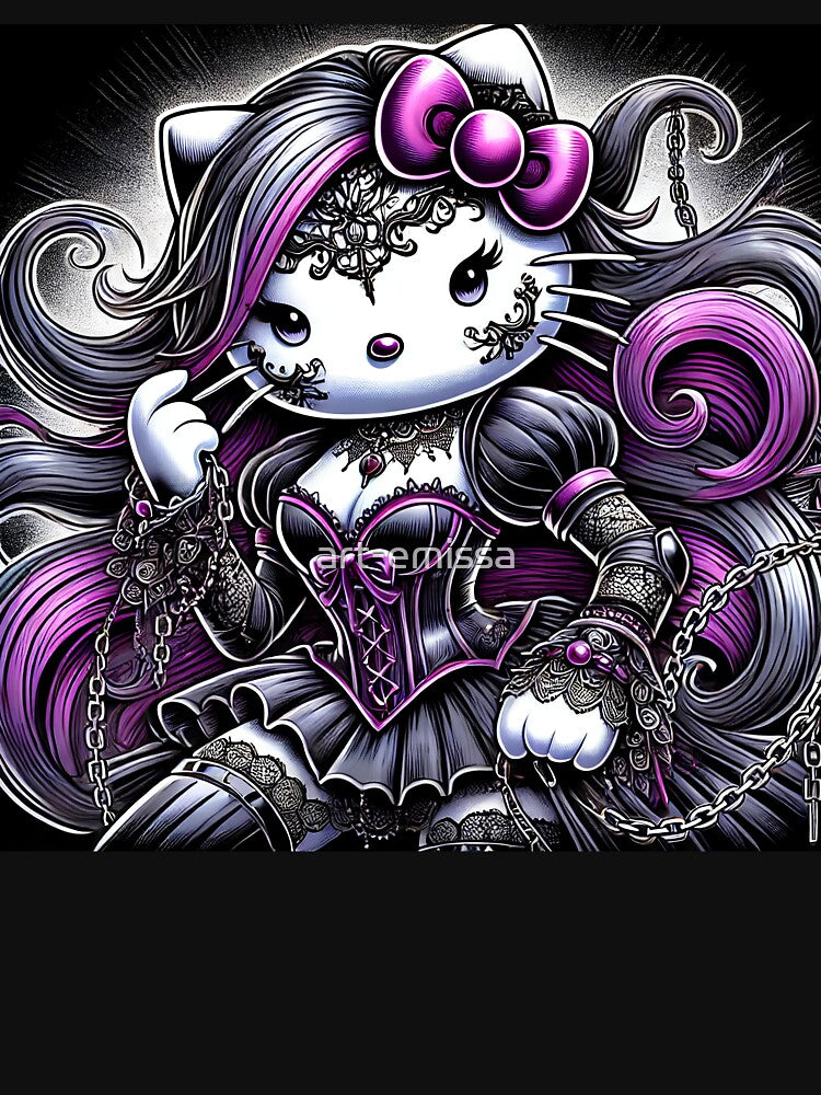 Hello gothic kitty by art-emissa T-Shirts, Hoodie, Sweatshirt | BlankRebels.com (Image 3)