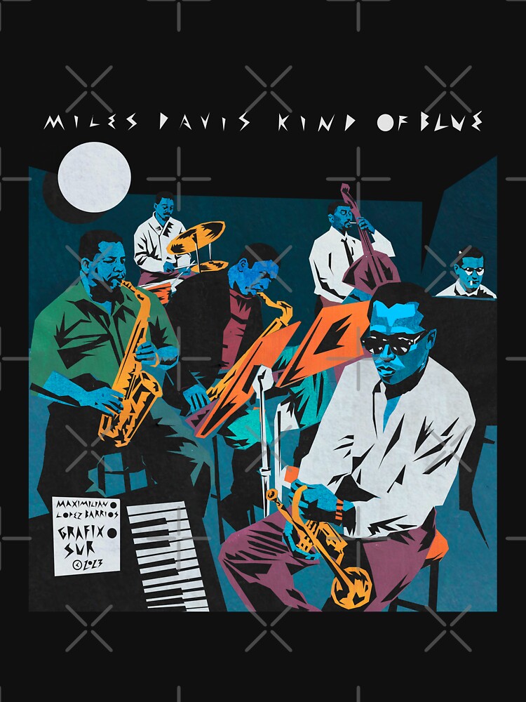 Miles Davis Kind of Blue Illustrated by Maximiliano Lopez Barrios by Grafixo-Sur T-Shirts, Hoodie, Sweatshirt (Image 3)