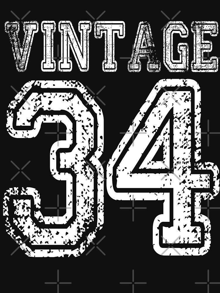 Vintage 34 2034 1934 T-shirt Birthday Gift Age Year Old Boy Girl Cute Funny Man Woman Jersey Style by... (Image 3)