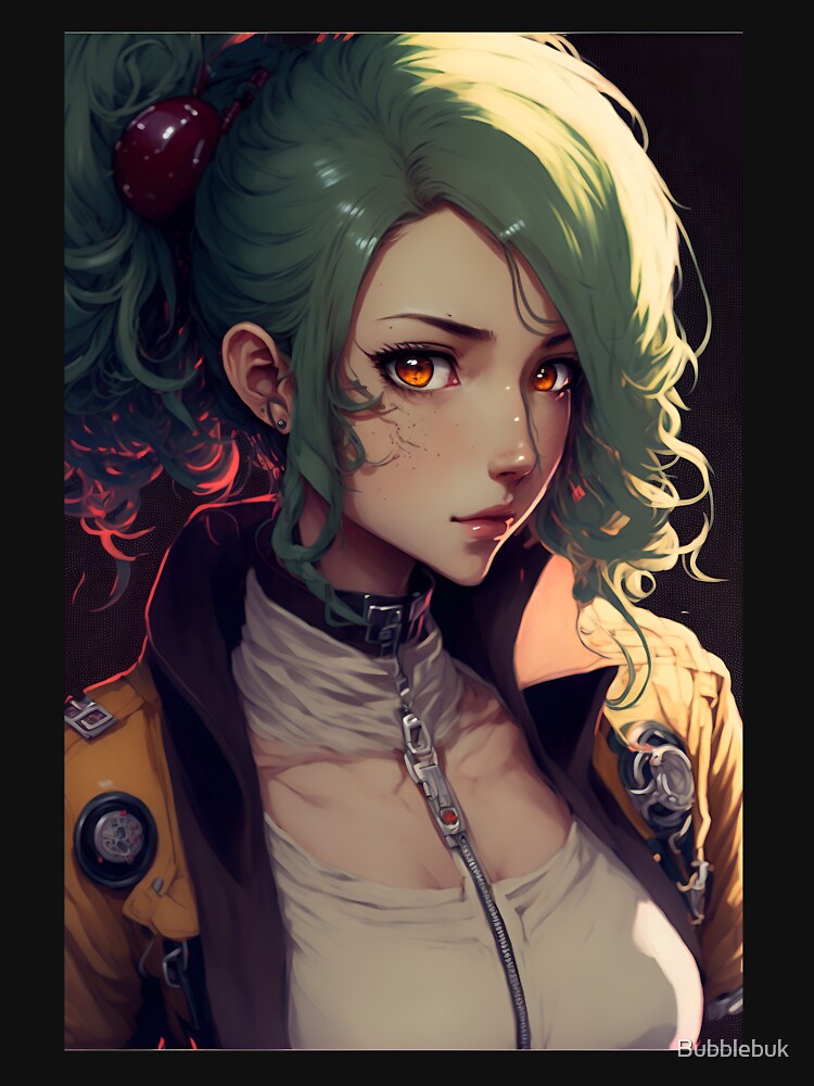 Anime Cute Girl with Green Hair by Bubblebuk T-Shirts, Hoodie, Sweatshirt | BlankRebels.com (Image 3)