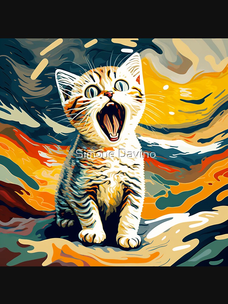 Screaming Cat Digital Painting T-Shirts, Hoodie, Sweatshirt