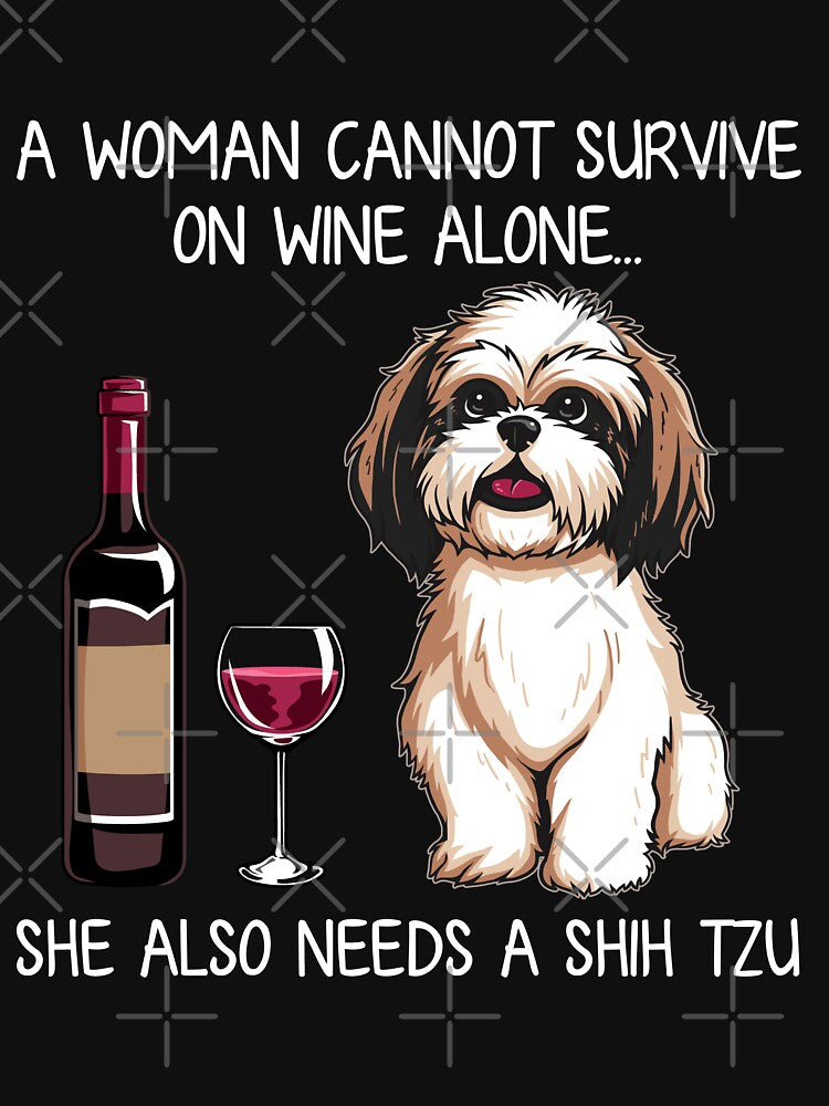 Shih Tzu and wine Funny Dog by TeeDoozy T-Shirts, Hoodie, Sweatshirt | BlankRebels.com (Image 2)