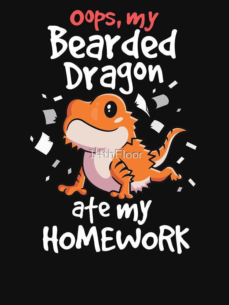 Bearded Dragon Shirt Beardie Ate My Homework Lizard Reptile by 14thFloor Hoodie, Sweatshirt | BlankRebels.com (Image 3)