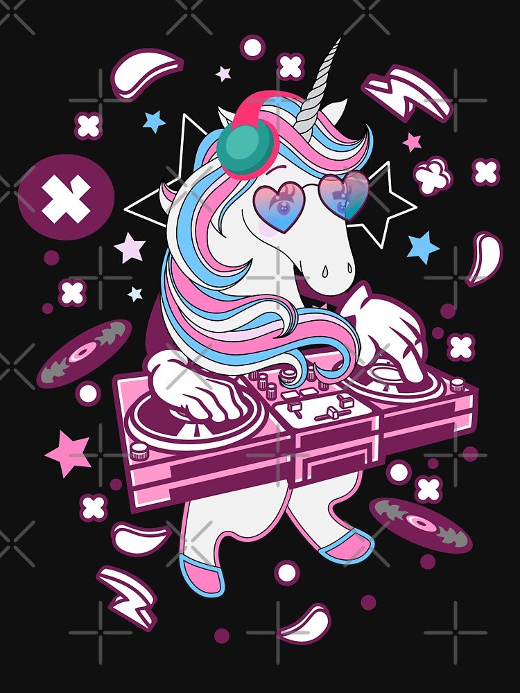 DJ unicorn party hang up rainbow by NixBob T-Shirts, Hoodie, Sweatshirt | BlankRebels.com (Image 3)