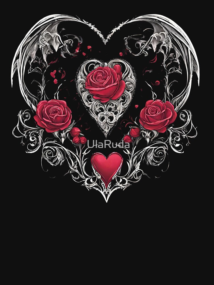 gothic heart with roses by UlaRuda T-Shirts, Hoodie, Sweatshirt | BlankRebels.com (Image 3)