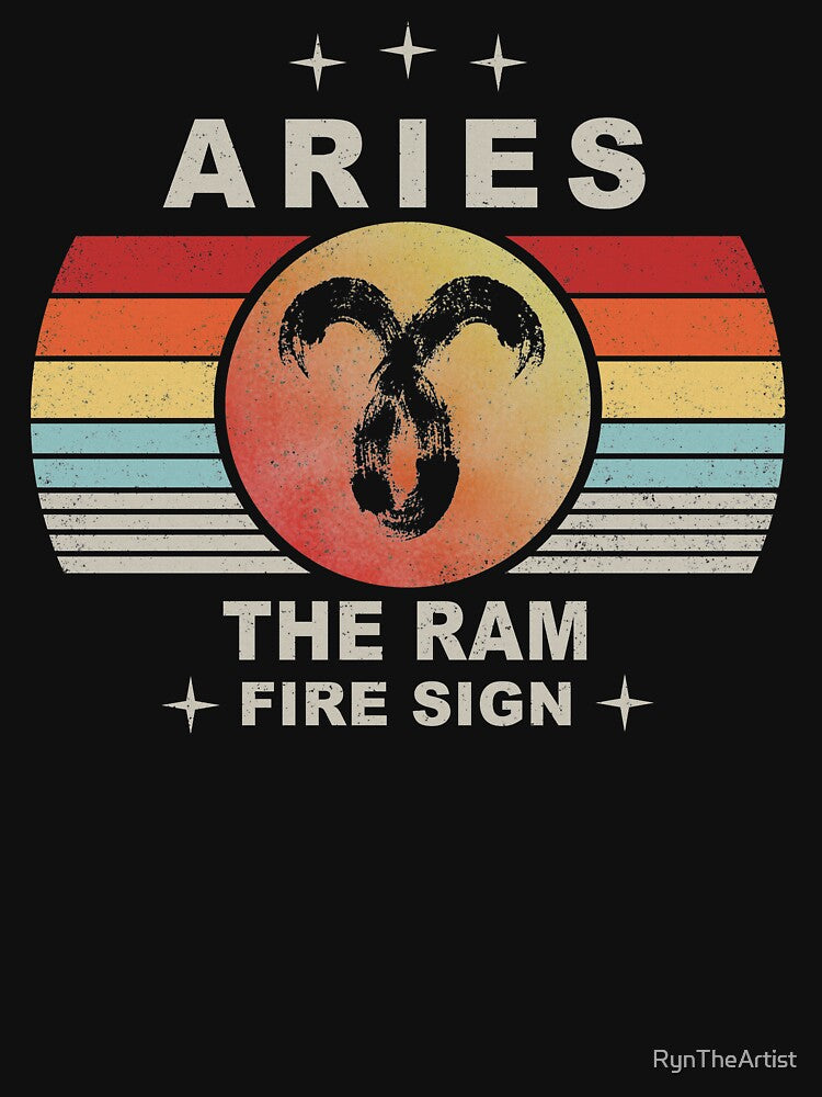 Aries Fire Sign Astrology Zodiac Retro Vintage Element by RynTheArtist T-Shirts, Hoodie, Sweatshirt (Image 3)