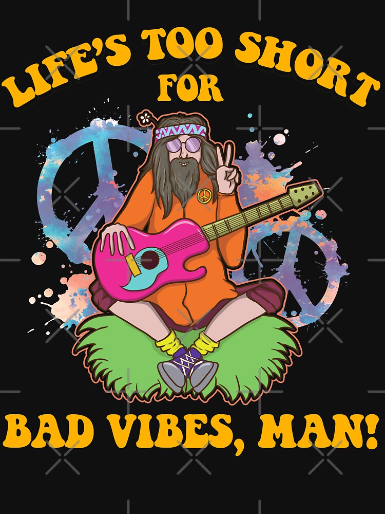 Hippie World Peace Good Vibes Playing With Guitar In The Grass by UniQueensShop T-Shirts, Hoodie, Sweatshirt (Image 3)