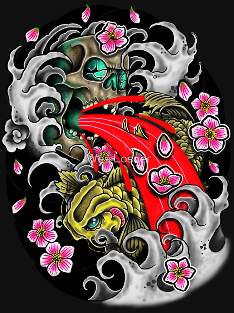 Koi and Skull by Wes Losner T-Shirts, Hoodie, Sweatshirt | BlankRebels.com (Image 3)