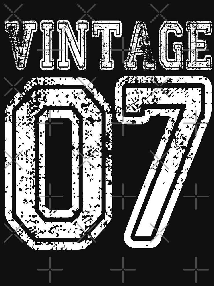 Vintage 07 2007 T-shirt Birthday Gift Age Year Old Boy Girl Cute Funny Man Woman Jersey Style by arcadetoystore... (Image 3)