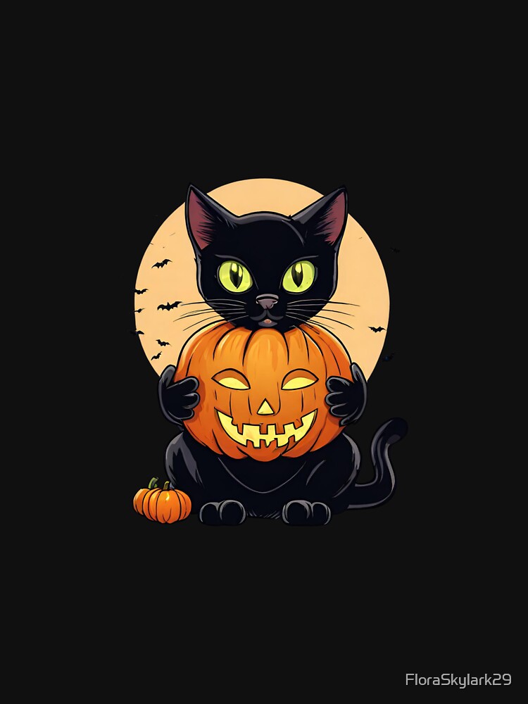 Black Cat and Halloween Pumpkin by FloraSkylark T-Shirts, Hoodie, Sweatshirt | BlankRebels.com (Image 3)