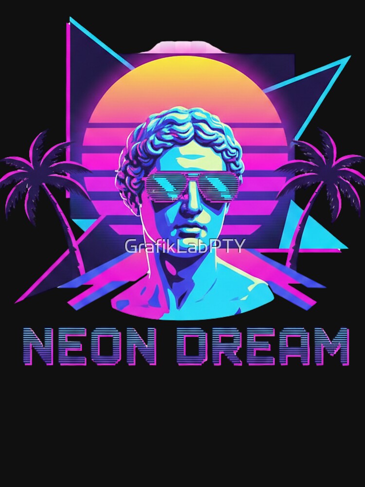 Neon Vaporwave Statue Dream by GrafikLabPTY T-Shirts, Hoodie, Sweatshirt | BlankRebels.com (Image 3)