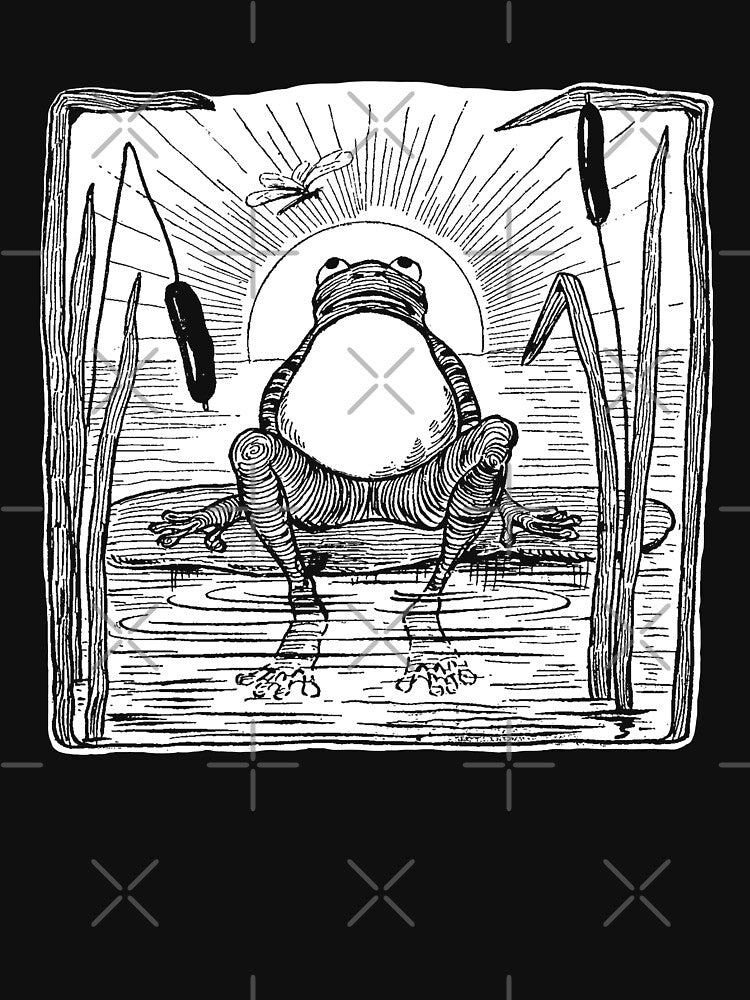 Cute Cottagecore Frog Lover: Emo Vintage Illustration with Frogge, Dragonfly and Lilypad Pond, Lonely Froggy... (Image 3)