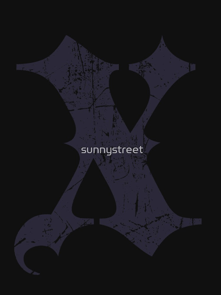 Dark Grunge Monogram Letter "X" Blackletter by SunnyStreet T-Shirts, Hoodie, Sweatshirt | BlankRebels.com (Image 3)
