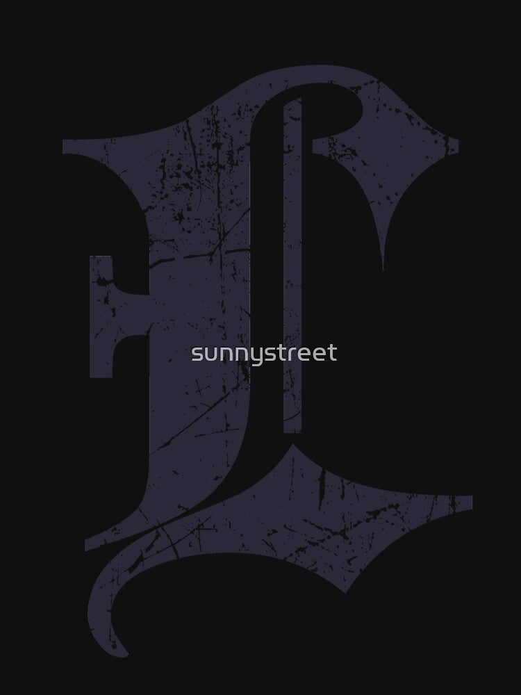 Dark Grunge Monogram Letter "L" Blackletter by SunnyStreet T-Shirts, Hoodie, Sweatshirt | BlankRebels.com (Image 3)