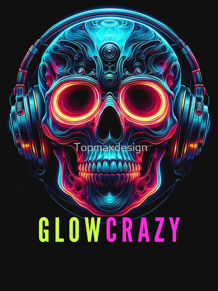 Glow Crazy Neon Colorful Skull by Topmaxdesign T-Shirts, Hoodie, Sweatshirt | BlankRebels.com (Image 3)