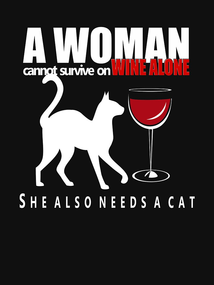 A Woman, Wine and a Cat | NickerStickers® on Redbubble by NickerStickers T-Shirts, Hoodie, Sweatshirt (Image 3)