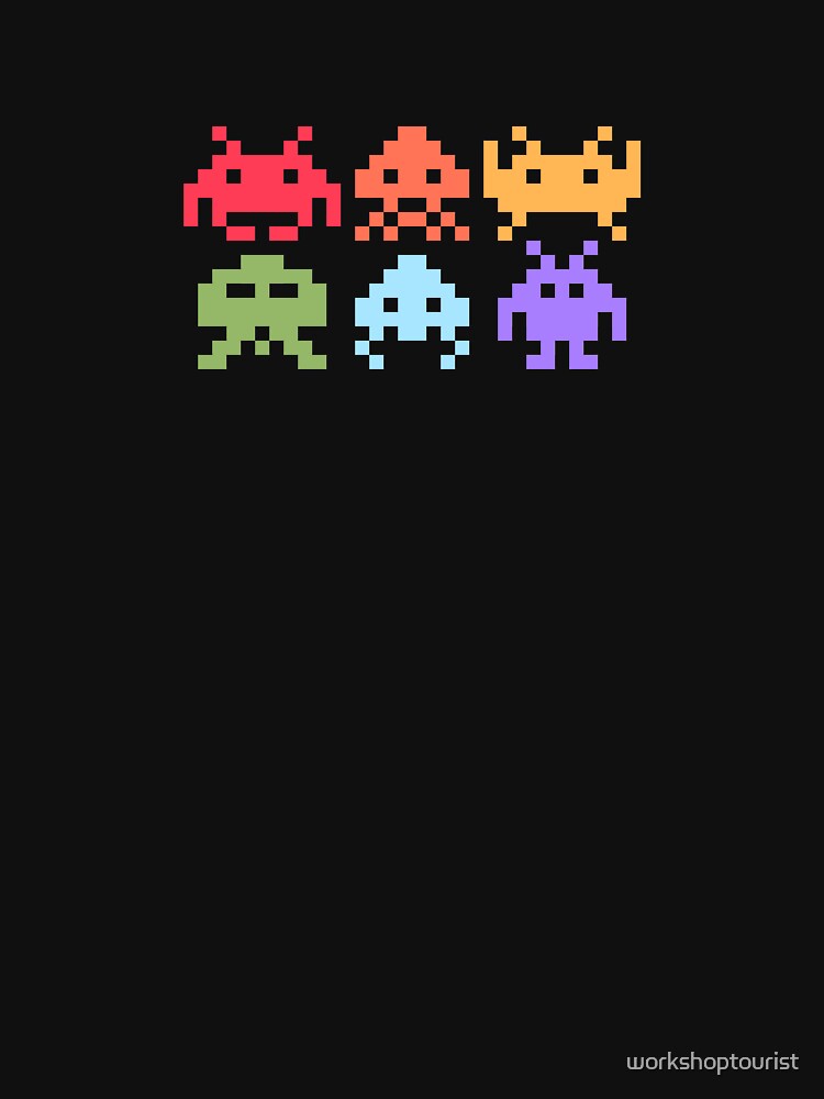Space Invaders Pixel Art Rainbow Aliens by workshoptourist T-Shirts, Hoodie, Sweatshirt | BlankRebels.com (Image 3)