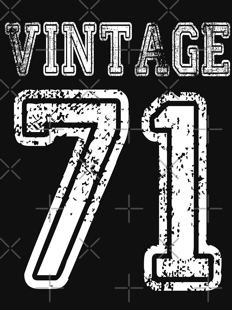 Vintage 71 2071 1971 T-shirt Birthday Gift Age Year Old Boy Girl Cute Funny Man Woman Jersey Style by arcadetoystore