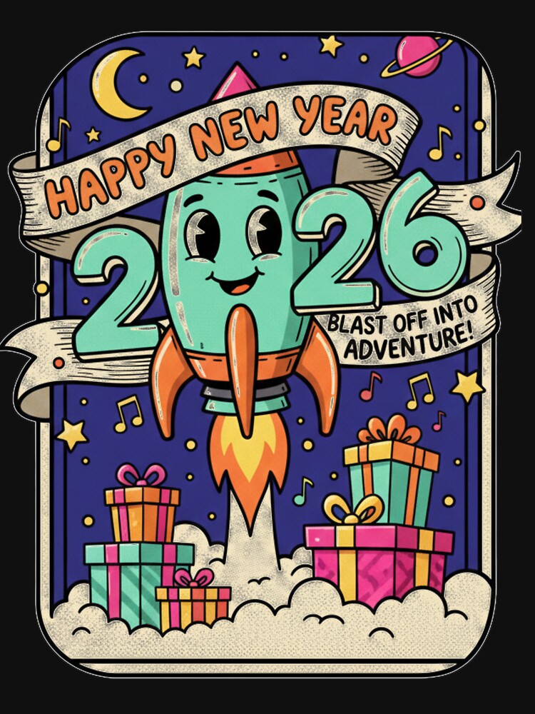 Happy New Year 2026 | Cute Kawaii 2026 T-Shirt Design by mouhamii⭐⭐(98k) Hoodie, Sweatshirt | BlankRebels.com (Image 3)