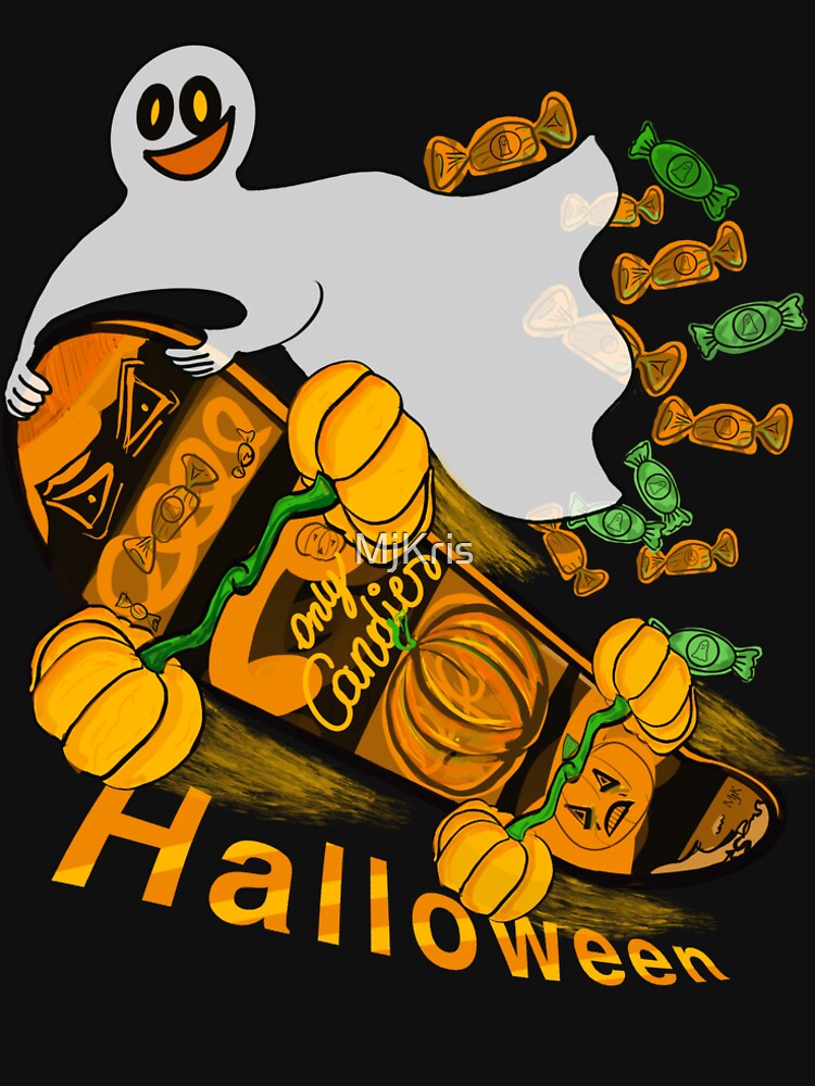 Ghost on a skateboard with Halloween candy. by MjKris T-Shirts, Hoodie, Sweatshirt | BlankRebels.com (Image 2)
