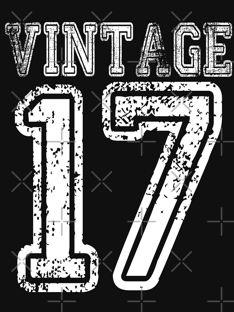 Vintage 17 2017 1917 T-shirt Birthday Gift Age Year Old Boy Girl Cute Funny Man Woman Jersey Style by... (Image 3)