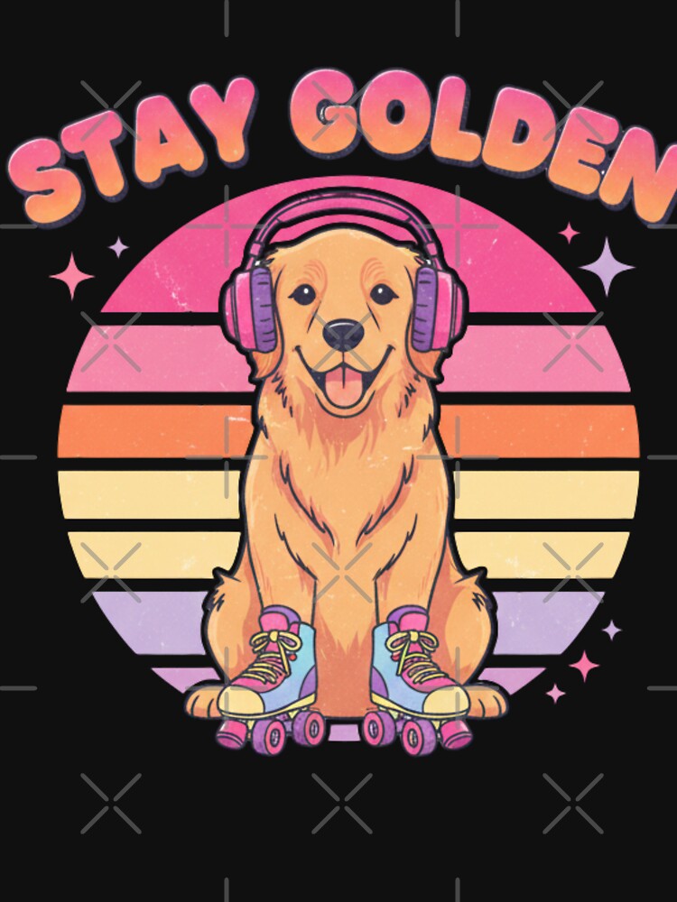 Retro Stay Golden Retriever - Groovy Y2K Roller Skating Dog by HMUQ_VIBE T-Shirts, Hoodie, Sweatshirt (Image 3)