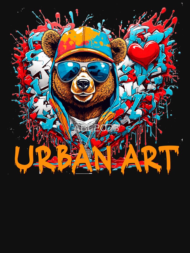 Urban heart graffiti with bear by PETS ABC