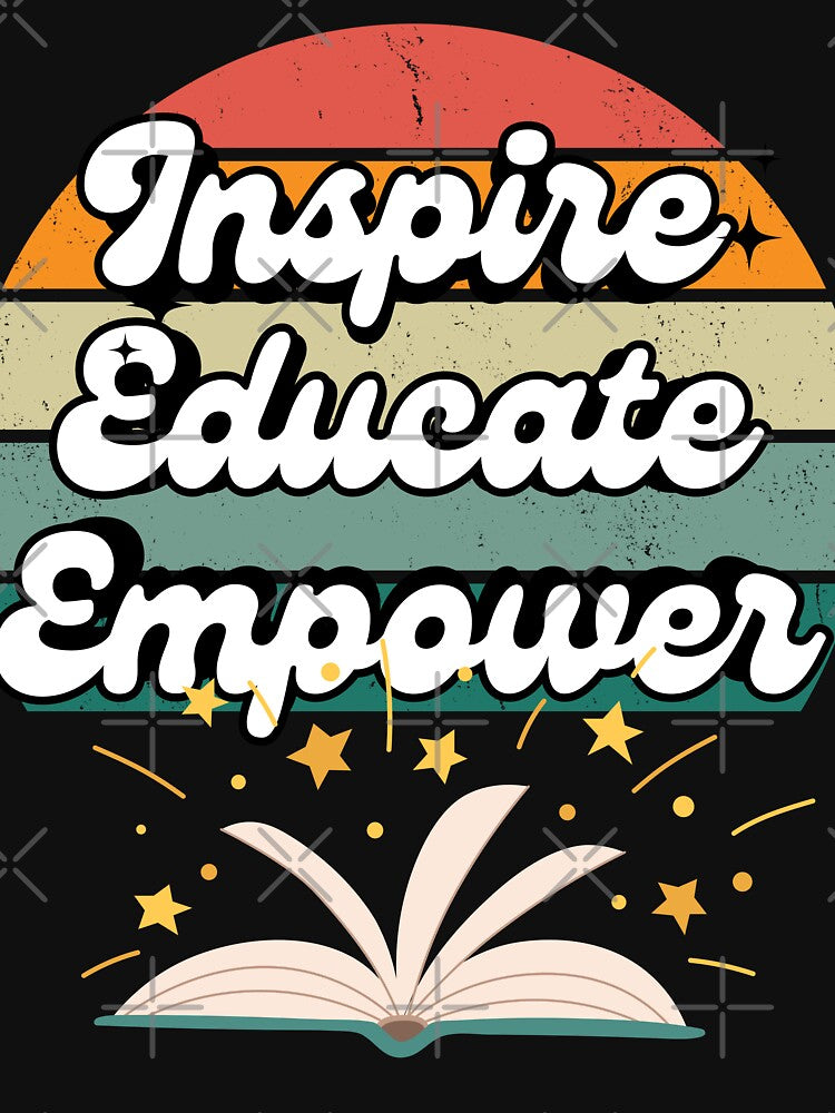 Inspire, Educate, Empower, Retro Sunset and Open Book by Mariana Piana T-Shirts, Hoodie, Sweatshirt (Image 3)