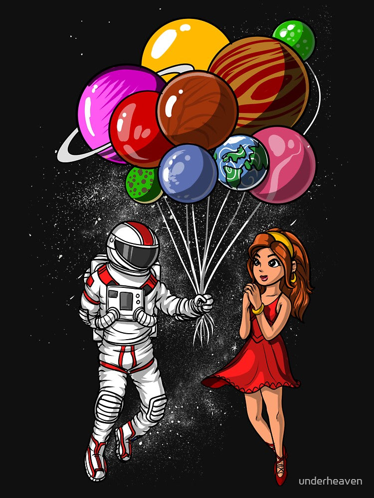 Space Astronaut Planets Balloons by underheaven T-Shirts, Hoodie, Sweatshirt | BlankRebels.com (Image 3)