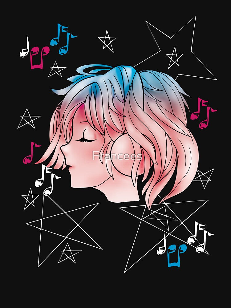 Anime girl with headphones by Fran Fryberg