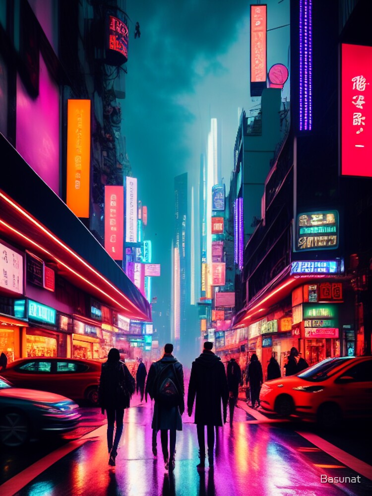 Neon Cyberpunk Tokyo Nights by Basunat T-Shirts, Hoodie, Sweatshirt | BlankRebels.com (Image 3)