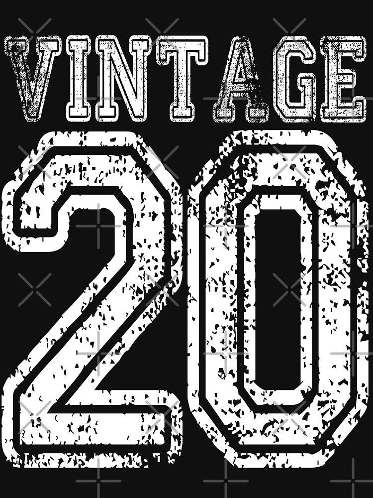 Vintage 20 2020 1920 T-shirt Birthday Gift Age Year Old Boy Girl Cute Funny Man Woman Jersey Style by arcadetoystore