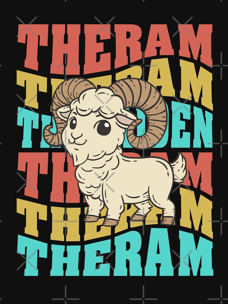 The Ram Zodiac Aries - Astrology Retro Boho Red Blue Yellow by KatandChase T-Shirts, Hoodie, Sweatshirt (Image 3)