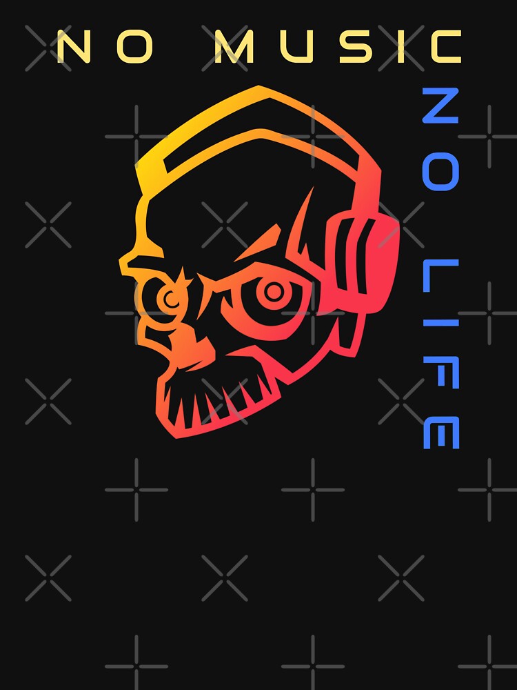 No Music No Life - Cool Music Lover Quotes - Headphone Skull by WIZECROW T-Shirts, Hoodie, Sweatshirt (Image 3)