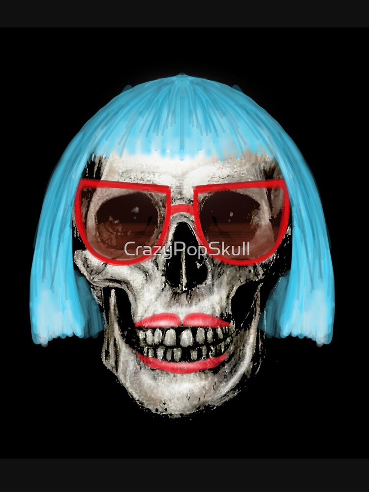 Skull with Blue Hair and Red Glasses by CrazyPopSkull T-Shirts, Hoodie, Sweatshirt | BlankRebels.com (Image 3)