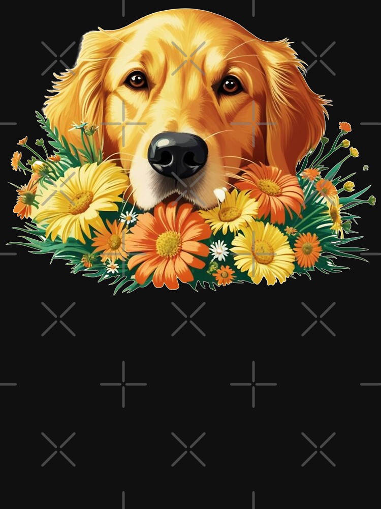Dog With Flowers Golden Retriever Cute by hemp3x T-Shirts, Hoodie, Sweatshirt | BlankRebels.com (Image 3)