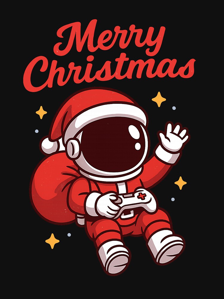 Santa Astronaut – Cute Merry Christmas Space Gamer Design by SweetandSpicylife T-Shirts, Hoodie, Sweatshirt (Image 3)