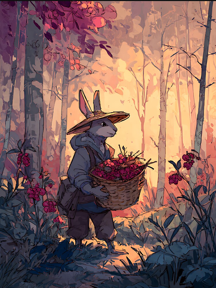 Cottagecore Art: Bunny's Berry Basket by bapupa T-Shirts, Hoodie, Sweatshirt | BlankRebels.com (Image 3)