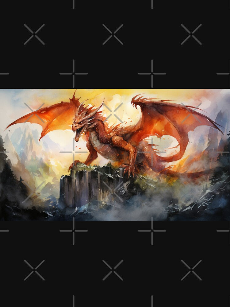 Dark Fantasy Watercolor - Fire Dragon by Fantasy Masterpiece T-Shirts, Hoodie, Sweatshirt | BlankRebels.com (Image 3)