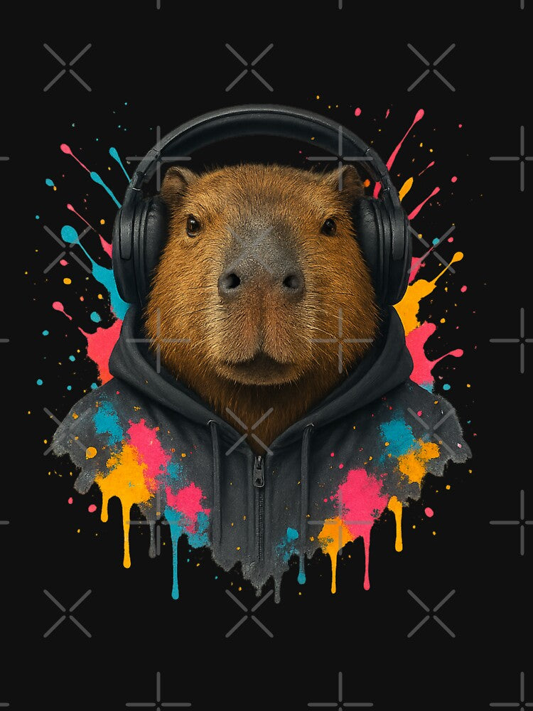 Capybara Chill – Capybara Headphones & (Color Splash Street Art) T-Shirts, Hoodie, Sweatshirt