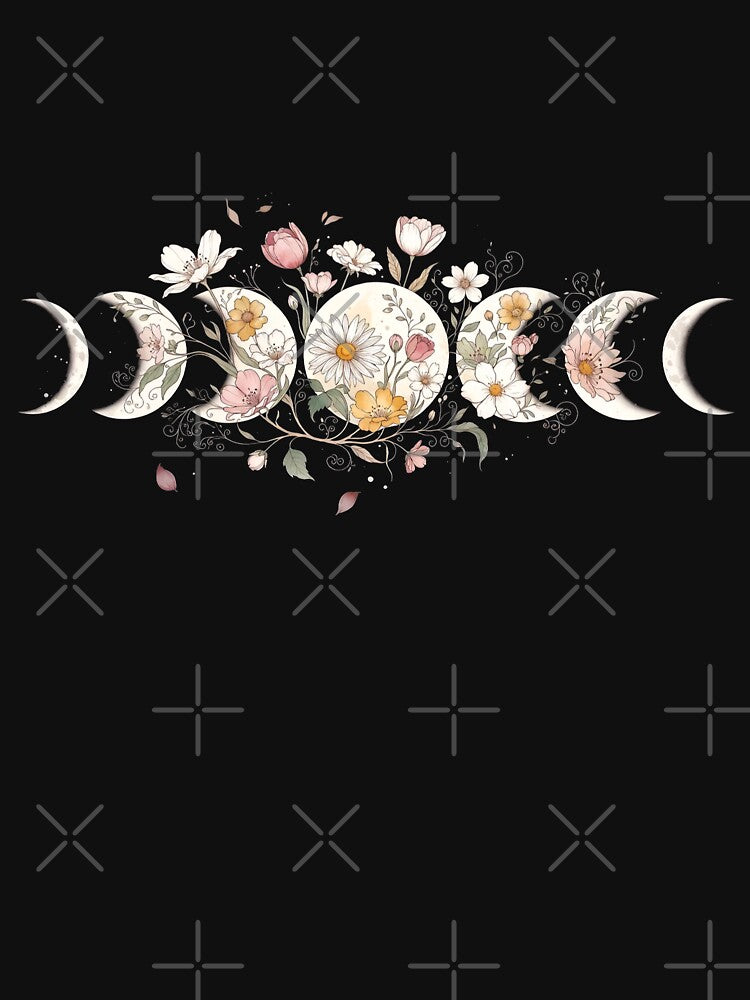 Floral Moon Phases • Botanical Lunar Cycle • Boho Spring Celestial Art by PixelQ T-Shirts, Hoodie, Sweatshirt (Image 3)
