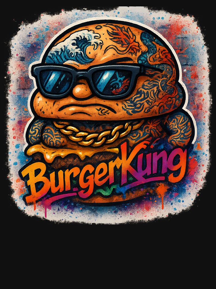 Yakuza Burger Graffiti Art | Tattooed Cheeseburger Street Boss | BURGER KUNG Urban Mural Design by NeepDesign... (Image 3)