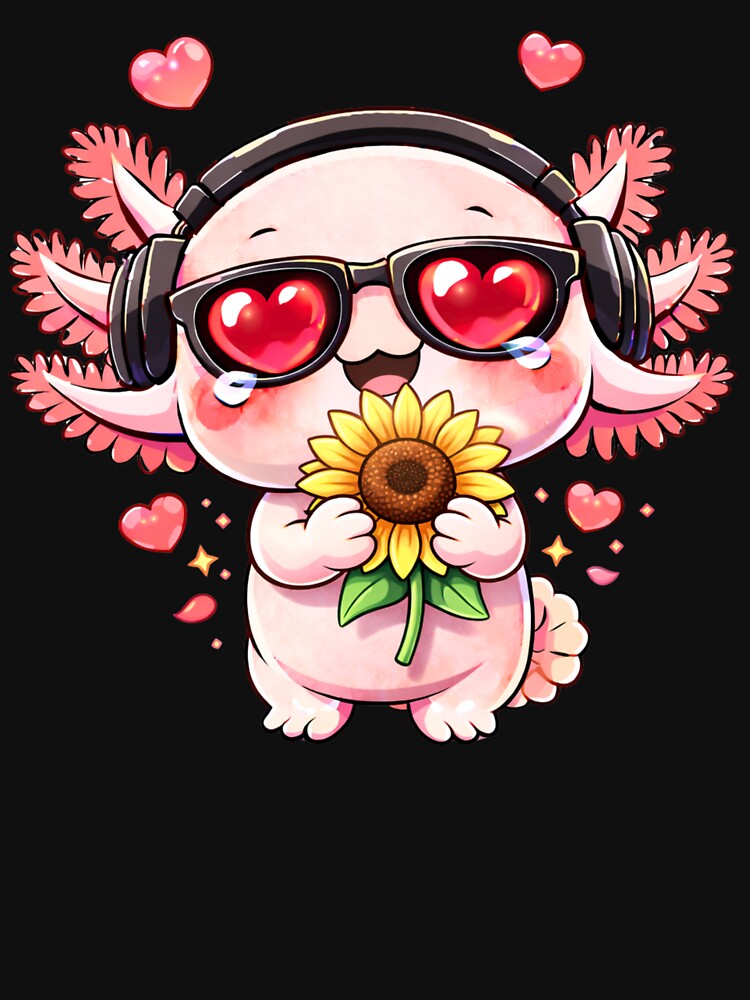 Sunflower Love Axolotl – Cute Kawaii Axolotl with Sunflower Chibi Anime Art by ColorSplash123 T-Shirts, Hoodie,... (Image 3)