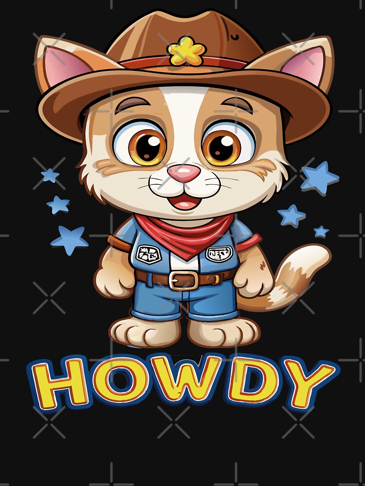 Howdy Cowboy Cat Kids Cartoon Design by Text2tee T-Shirts, Hoodie, Sweatshirt | BlankRebels.com (Image 3)