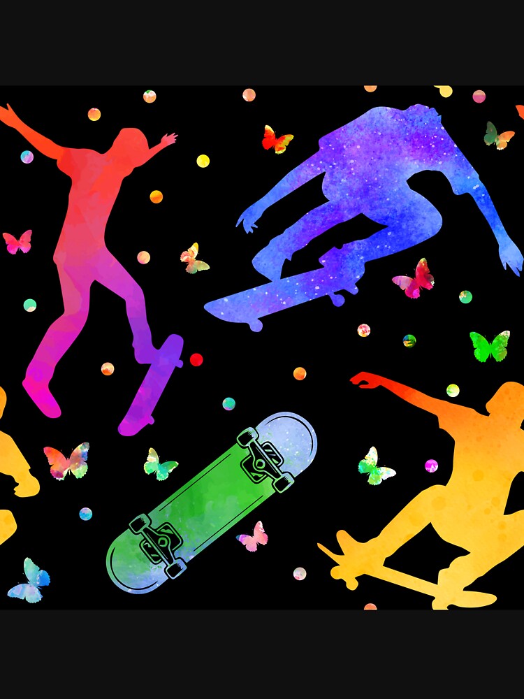Skateboarding Watercolor Pattern by LittleShop79 T-Shirts, Hoodie, Sweatshirt | BlankRebels.com (Image 3)