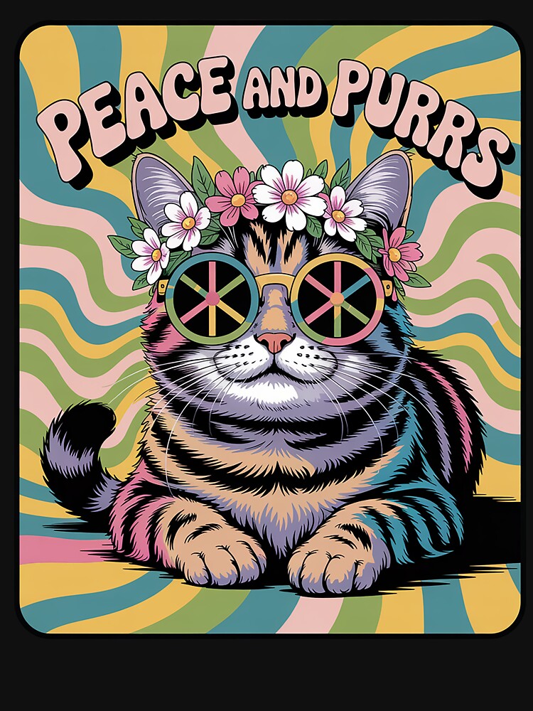 Hippie Cat Kitty Groovy Tie Dye Peace Sign Festival Tank Top by milanforbes