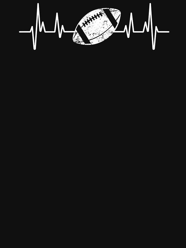 American Football Heartbeat Line | White EKG Football Design for Players & Fans by Corvotypus T-Shirts, Hoodie,... (Image 3)