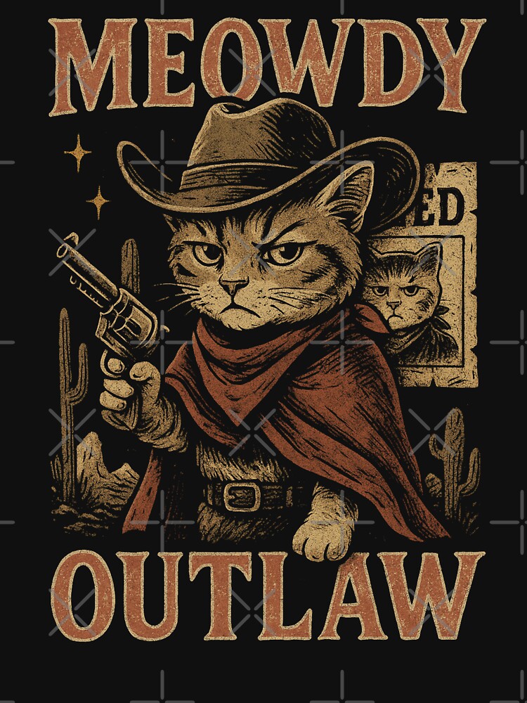 Western Cat Outlaw Meowdy Style Retro Vintage by Animal Hug Co. T-Shirts, Hoodie, Sweatshirt | BlankRebels.com (Image 3)