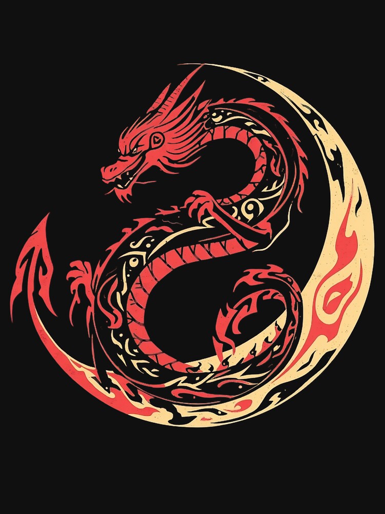Copy of Celestial Fire Dragon – Red & Gold Crescent Mythic Emblem by Nuve-ra T-Shirts, Hoodie, Sweatshirt (Image 3)