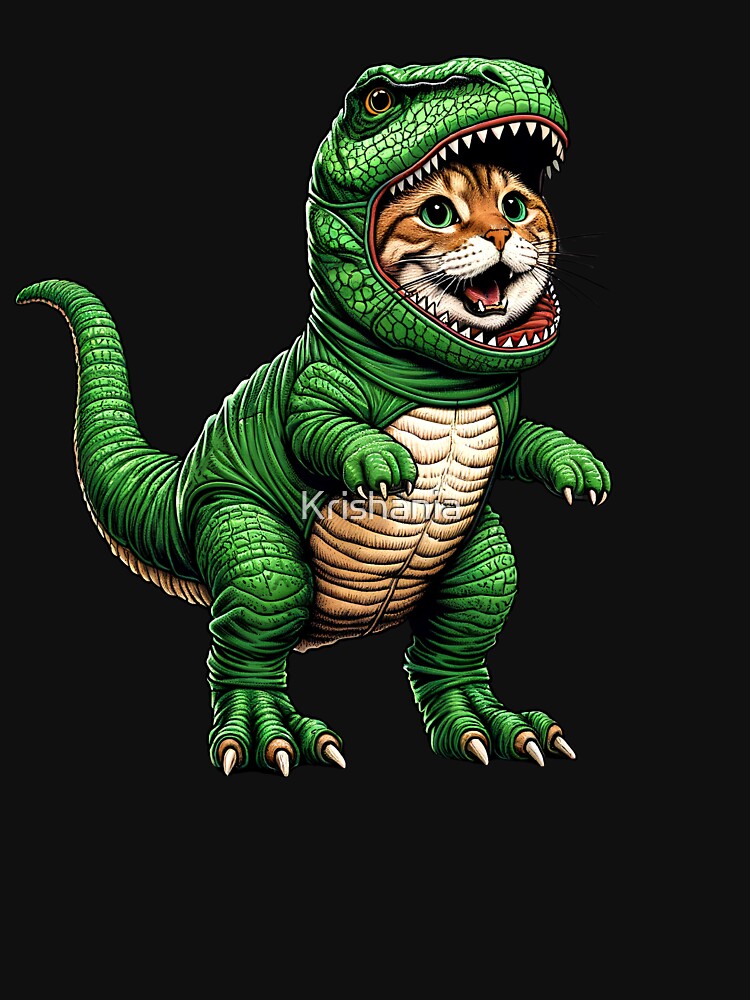 Cat Wearing Dinosaur Outfit Funny Kitten Lover by Kimberley King Art  King Art T-Shirts, Hoodie, Sweatshirt (Image 3)